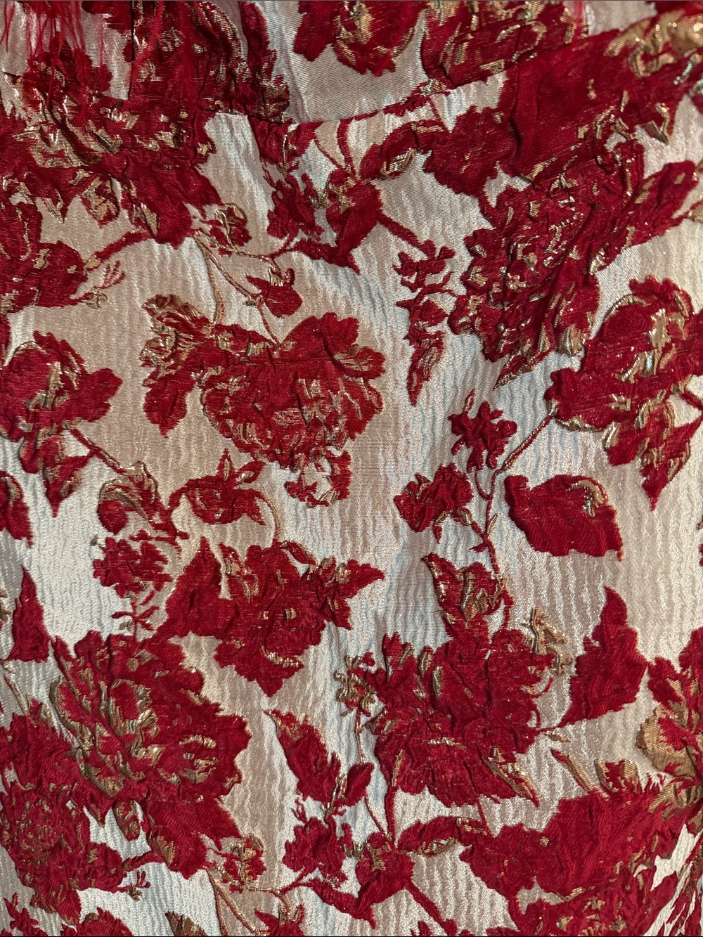 Hyacinth House Red Feather-Trim Floral Mini Dress - Picture 3 of 4